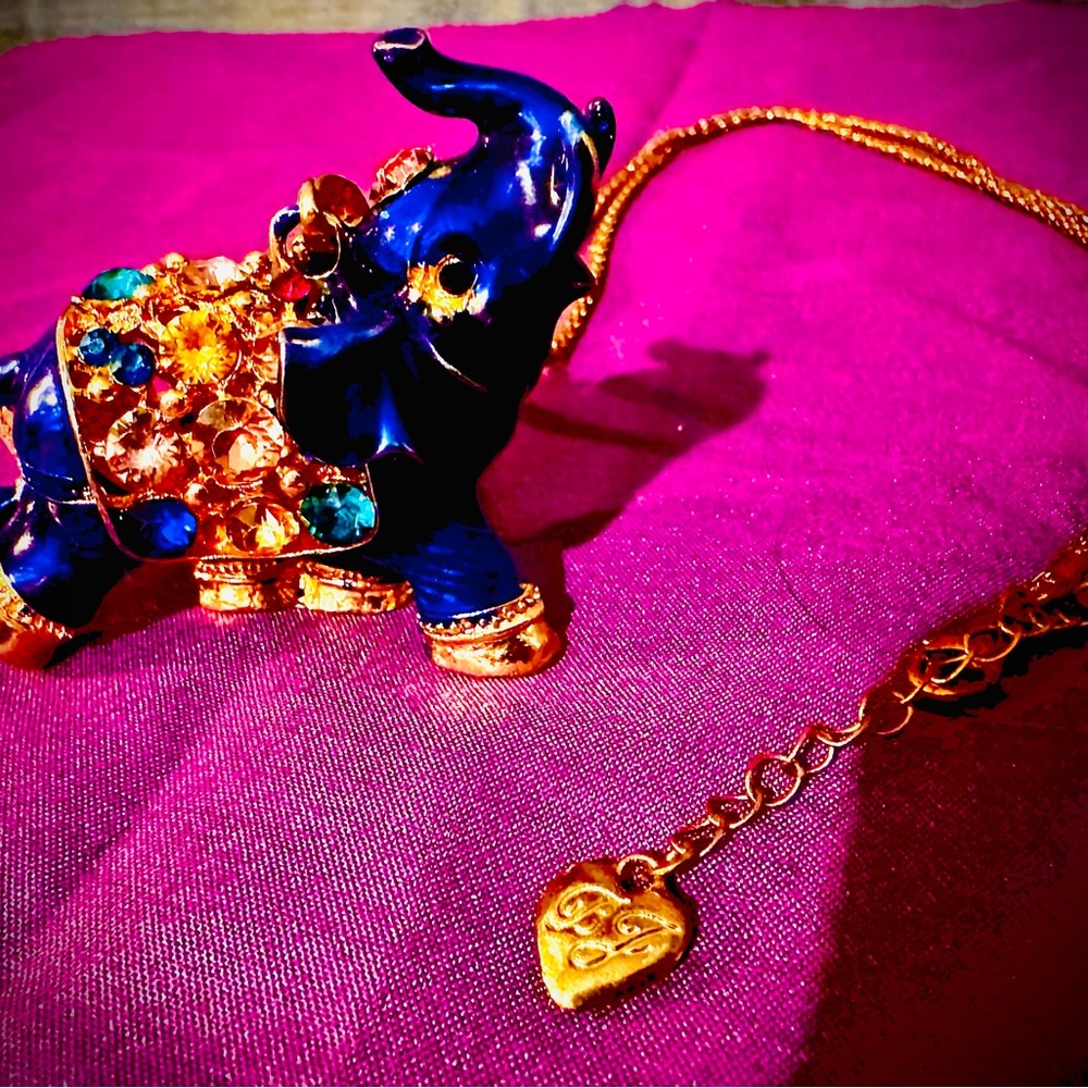 Jeweled Elephant Pendant Necklace